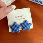 BYW006 [Blue and White] Plaid Stars