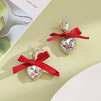 573-Cloth Bow Heart-Shaped Diamond Red