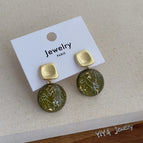 Green Gold Foil Earrings