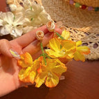 Super fairy rose tassel yellow flower earrings
