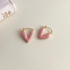 Pink Oil Drop Peach Heart-Ear clip