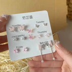 Spring summer pink sweet style butterfly suit earrings