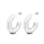 C- Shaped Hollow Earrings Steel Color Ke109541-WGMW