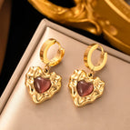 Jyg3067 Earrings Gold Red Love Tiger Head