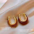 Amber U-Shaped Earrings