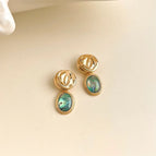 Oval Abalone Shell-Silver Needle