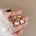 29#Pendant Cat's Eye Stone Mosquito Coil Clip-on Earrings