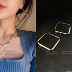 Silver square earrings