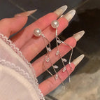 80-Pearl Zircon Tassel Mosquito Coil Ear Clip