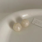 White Round Resin Stud Earrings