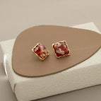 【2265】Red Square Ear Pins
