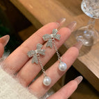 HTX3 Full Diamond Bow Tassel【Earrings】
