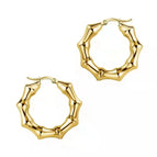 Small Bamboo Hollow Earrings Gold-MS-120 / 18K