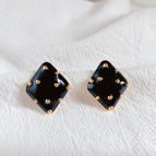 D Style Silver Needle Earrings