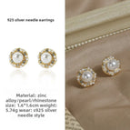 9#925 Silver Needle Earrings Pair