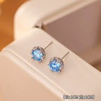 4#Aquamarine Zircon Bud Earrings
