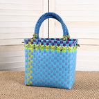 Blue and Yellow / Bottom Length 24, Bottom Width 12, Height 23, Handle 14