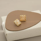【2265】Off-white Square Ear Studs
