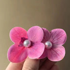High-grade Rose Red Artificial Flower Pearl Earrings