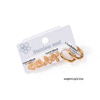 Hollow Diamond Butterfly Hoop Earrings Set 0454