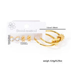 Star Flower Large Hoop Earrings Set 0374
