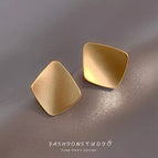 8#Gold irregular square earrings