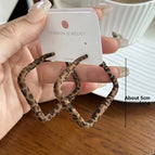 4570 Flocked Brown Leopard Diamond Earrings