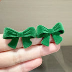 Fresh Green Velvet Bowknot Earrings