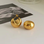 42 [Ag373] C- Shaped Semicircle Earrings Gold