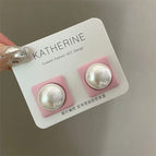1396 Pink Square Stud Earrings 925 Silver Needle