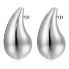 Medium Water Drop 31mm Earrings Steel Color / 18K