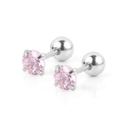Steel Color round Pink Zirconium / 0.8*6*4 * 4mm