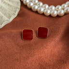 Square Wine Red Dripping Oil-Silver Needle