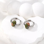 3# Dark Green Natural Stone Ear Ring