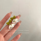 66-White Lily Ear Studs