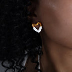 F844-White Dripping Oil Gold Stud Earrings
