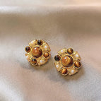 5# Circle and Pearl Ear Studs