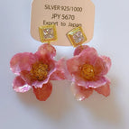 Pink Purple Flower Stud Earrings