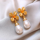 76# Silver Needle-Gold/1.3*1.1cm-White-Water Drop