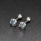 Silver Claws with Colorful Zirconia / 6mm Pair