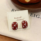 JHW01 Red Semi-arc Earrings