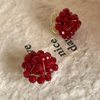 Red Raspberry Beaded Ear Clip (Free Silicone Pad) EH0936