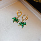 14# Ear Clip-Green-Real Gold Plating