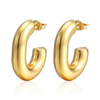 Coil Oval Hollow Earrings Gold / 18K