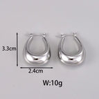 Oval Hollow Earrings Steel Color / 18K