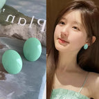 2504032 Mint Green Oval Earrings (S925 Silver Needle)