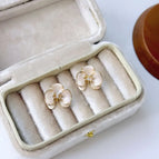 Silver Needle White Ear Studs