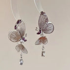 Hollow silver Butterfly Earrings