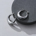 19 [Ag201] 25mm Earrings Steel Color