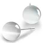 White Cat's Eye Stone (with white fungus plug) / 925 silver 6mm